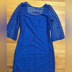 Lilly Pulitzer Vibrant Blue Dress Topanga wavy overlay medium